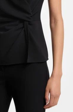 Top aus Krepp mit Knoten-Detail