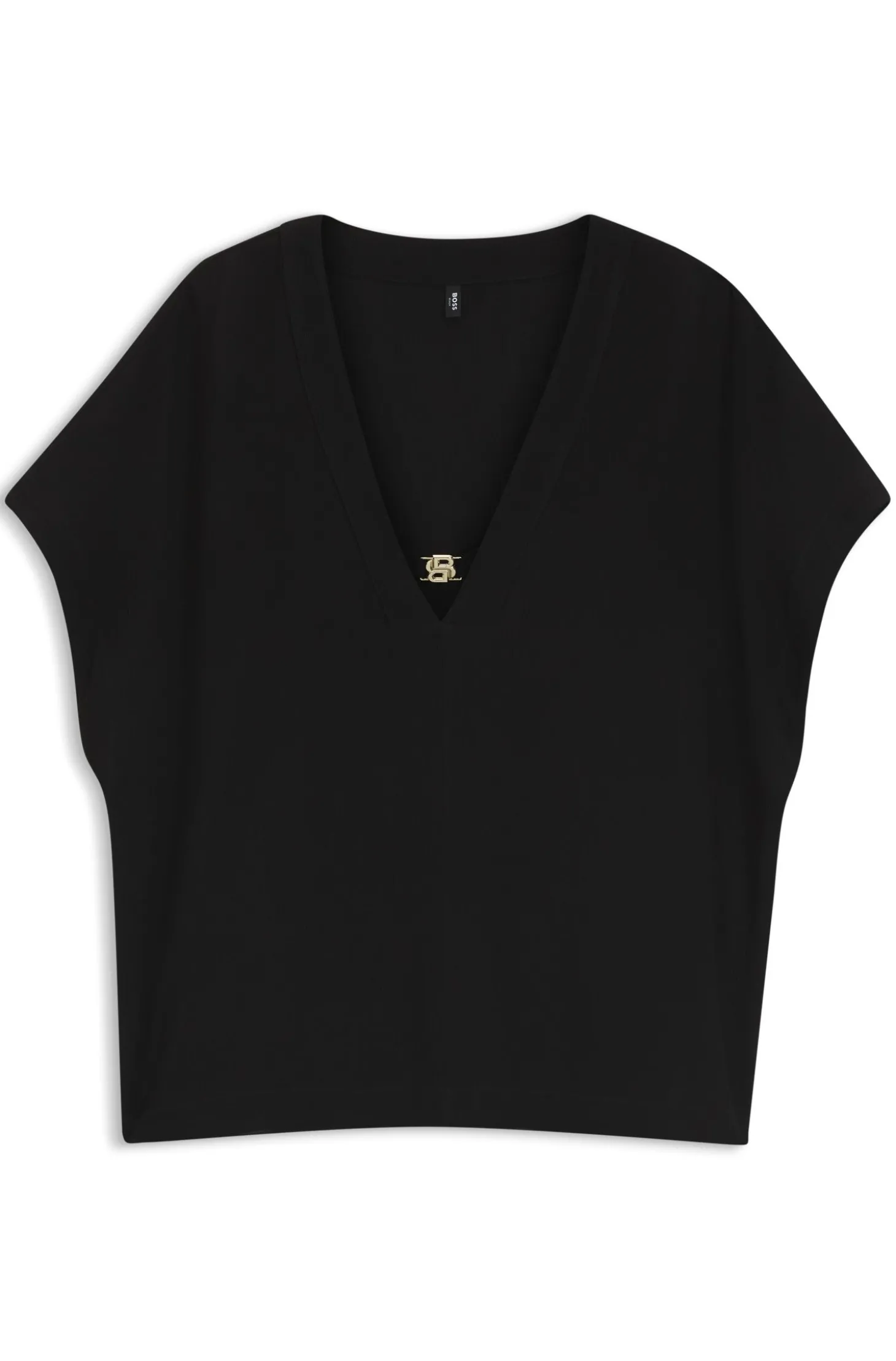 Top aus Krepp mit V-Ausschnitt und Schließe mit Double-B-Monogramm