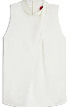 Top aus Satin mit Stehkragen und Drapierung
