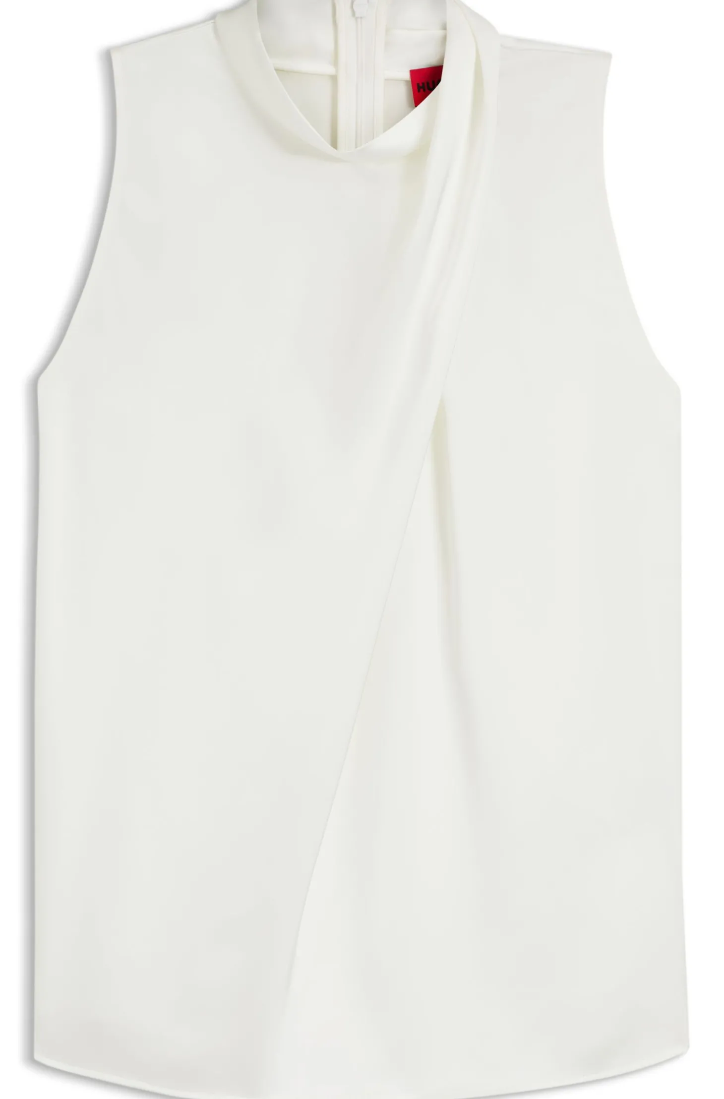 Top aus Satin mit Stehkragen und Drapierung