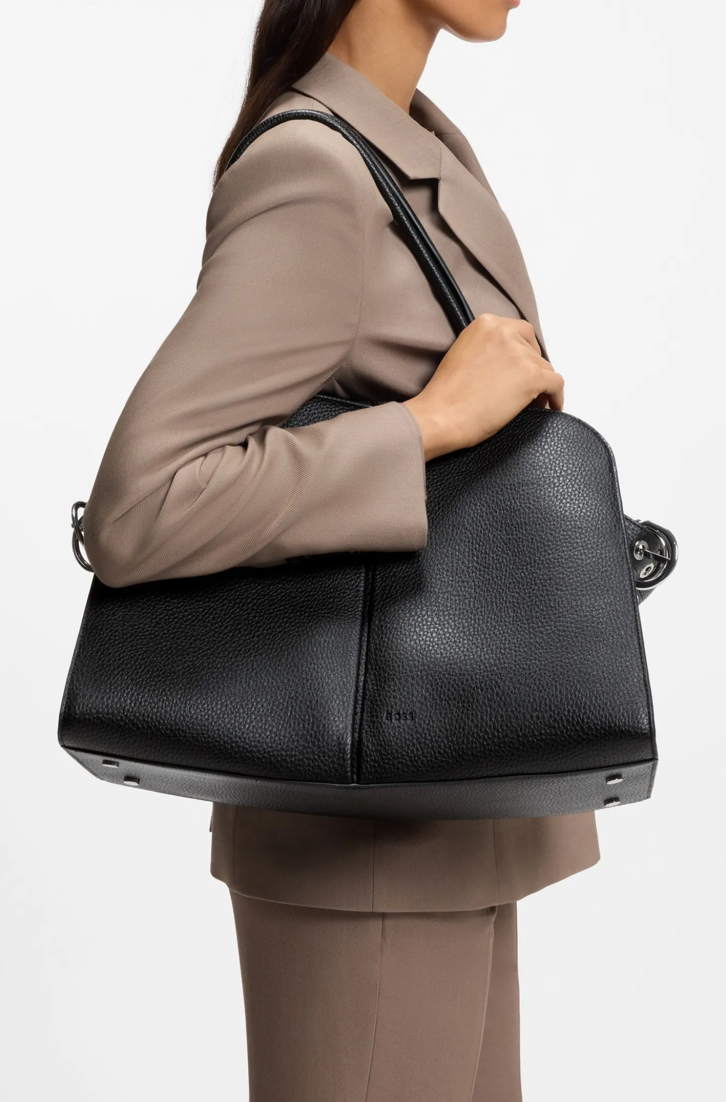 Tote Bag aus Kunstleder mit Logo-Prägung