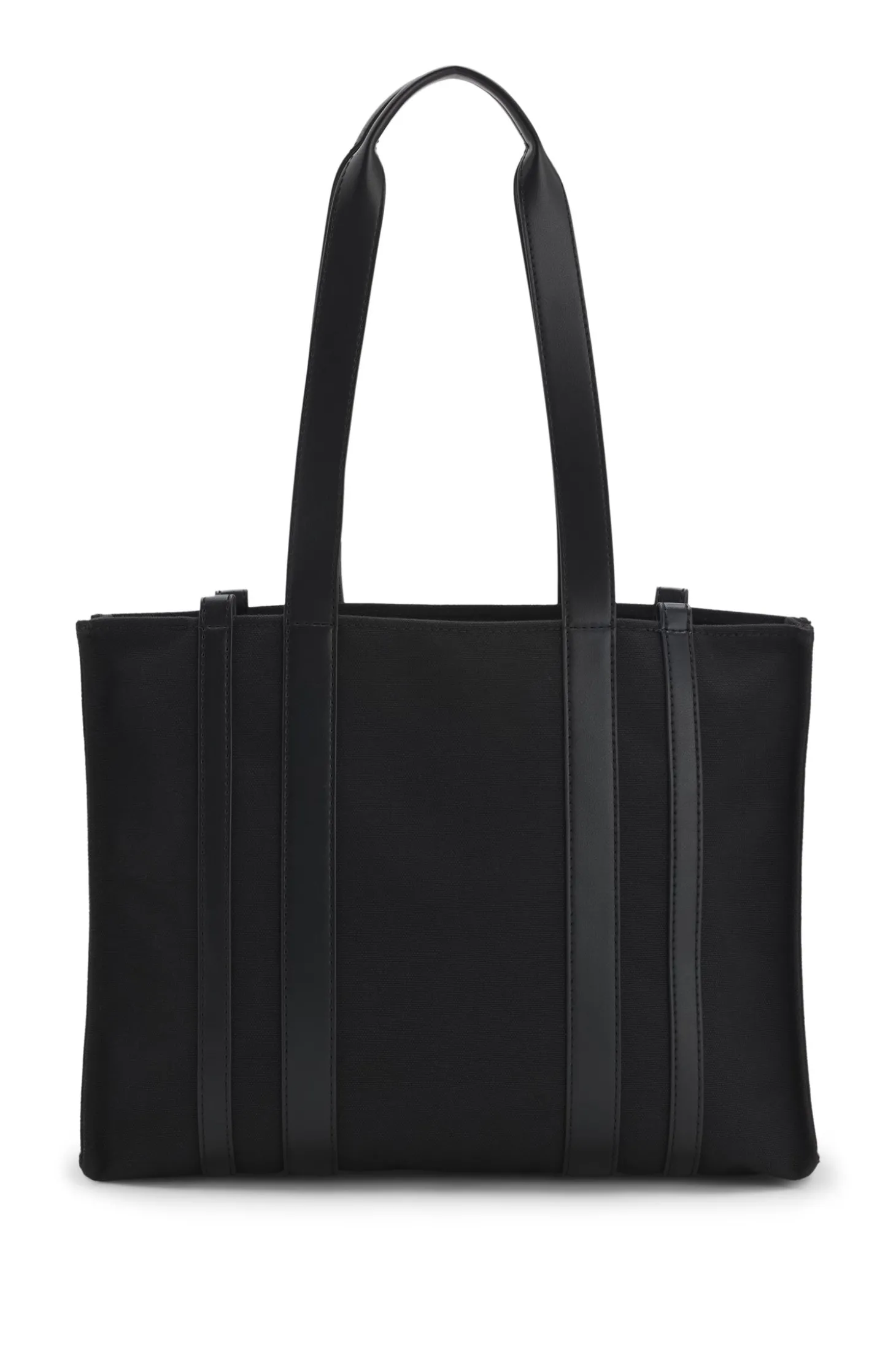 Tote Bag aus strukturiertem Canvas mit Kunstlederbesatz