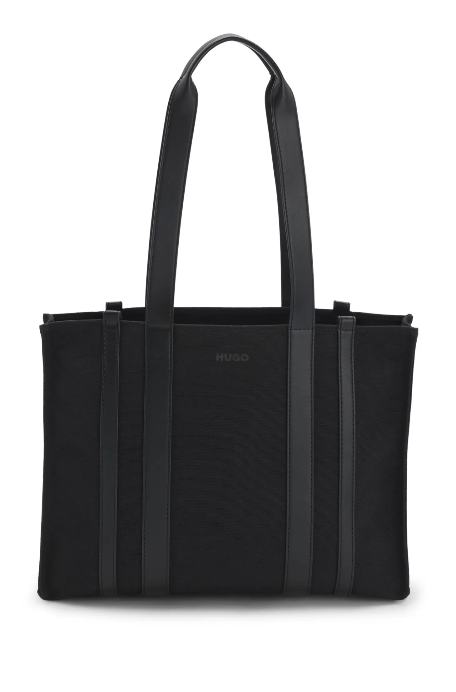 Tote Bag aus strukturiertem Canvas mit Kunstlederbesatz