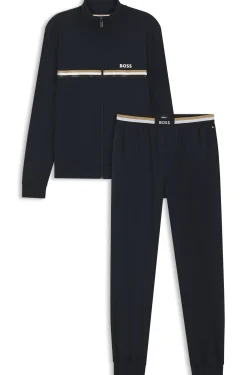 Trainingsanzug-Set aus Stretch-Baumwolle mit Logo und charakteristischem Streifen
