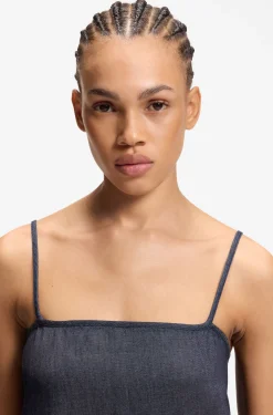Trägerkleid aus Baumwoll-Mix-Denim mit Spaghettiträgern