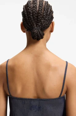 Trägerkleid aus Baumwoll-Mix-Denim mit Spaghettiträgern