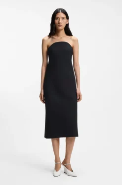 Trägerloses Kleid aus Stretch-Krepp mit integriertem Korsett