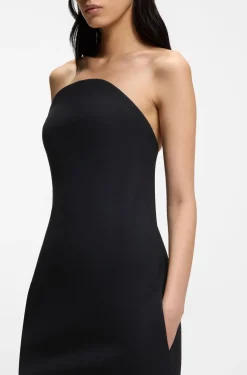 Trägerloses Kleid aus Stretch-Krepp mit integriertem Korsett