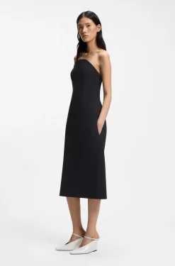 Trägerloses Kleid aus Stretch-Krepp mit integriertem Korsett