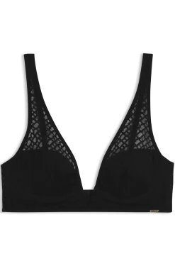 Triangel-BH aus Monogramm-Spitze mit Metall-Logo