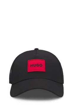 Trucker-Cap aus Twill mit rotem Logo-Etikett