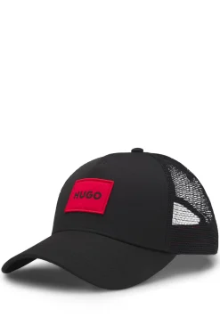 Trucker-Cap aus Twill mit rotem Logo-Etikett
