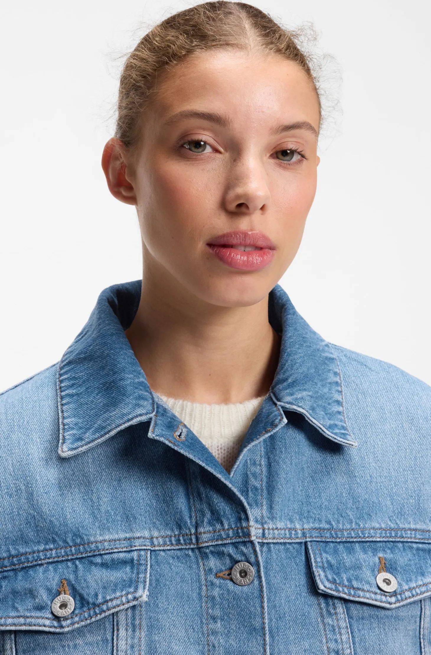 Trucker-Jacke aus blauem Denim