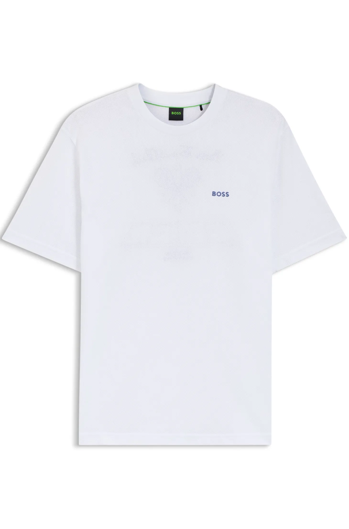 T-Shirt aus Baumwolle in Mesh-Optik mit gesticktem Artwork