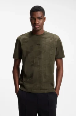 T-Shirt aus Baumwolle mit 3D-Jacquard-Muster