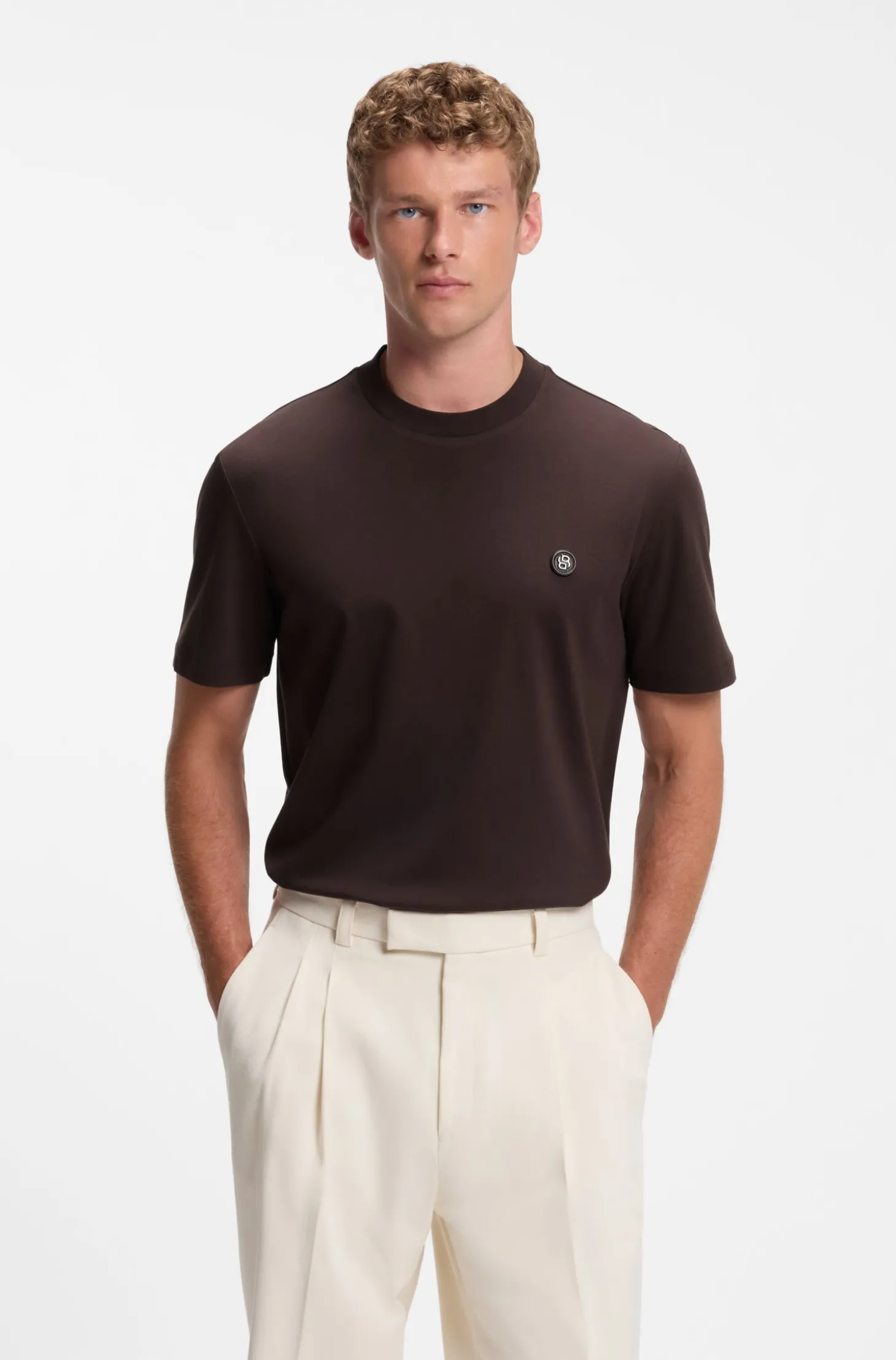 T-Shirt aus Baumwolle mit Double-B-Monogramm-Badge