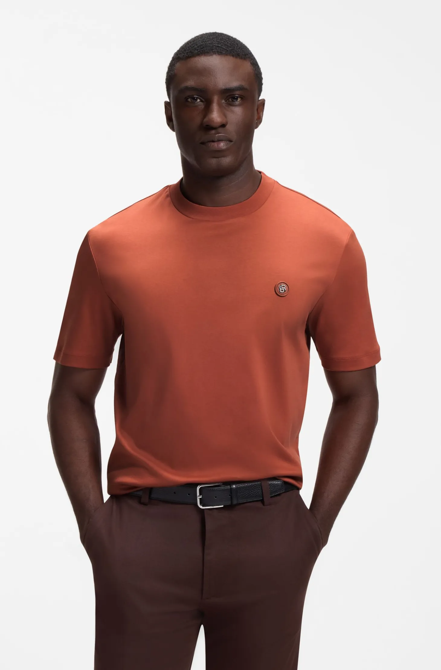 T-Shirt aus Baumwolle mit Double-B-Monogramm-Badge