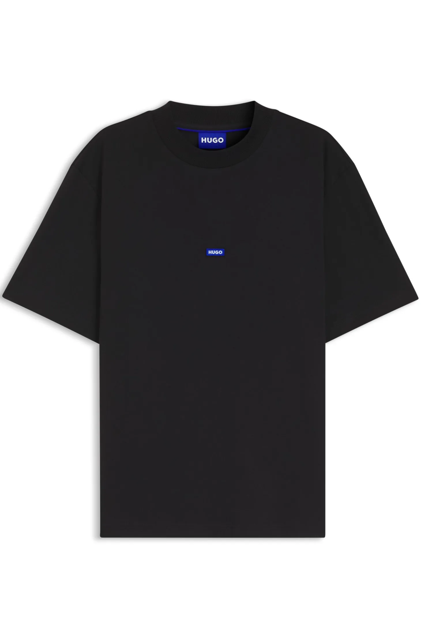 T-Shirt aus Baumwolle mit geripptem Ausschnitt und Logo-Badge