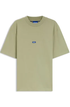 T-Shirt aus Baumwolle mit geripptem Ausschnitt und Logo-Badge