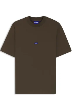 T-Shirt aus Baumwolle mit geripptem Ausschnitt und Logo-Badge