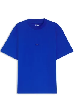 T-Shirt aus Baumwolle mit geripptem Ausschnitt und Logo-Badge