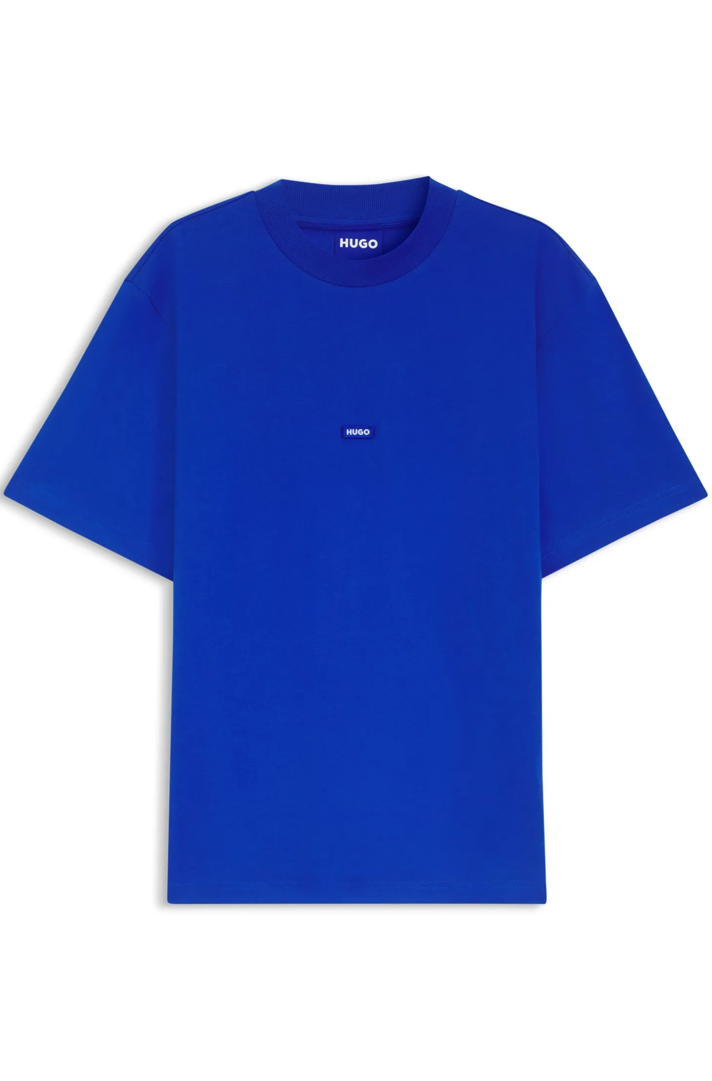 T-Shirt aus Baumwolle mit geripptem Ausschnitt und Logo-Badge