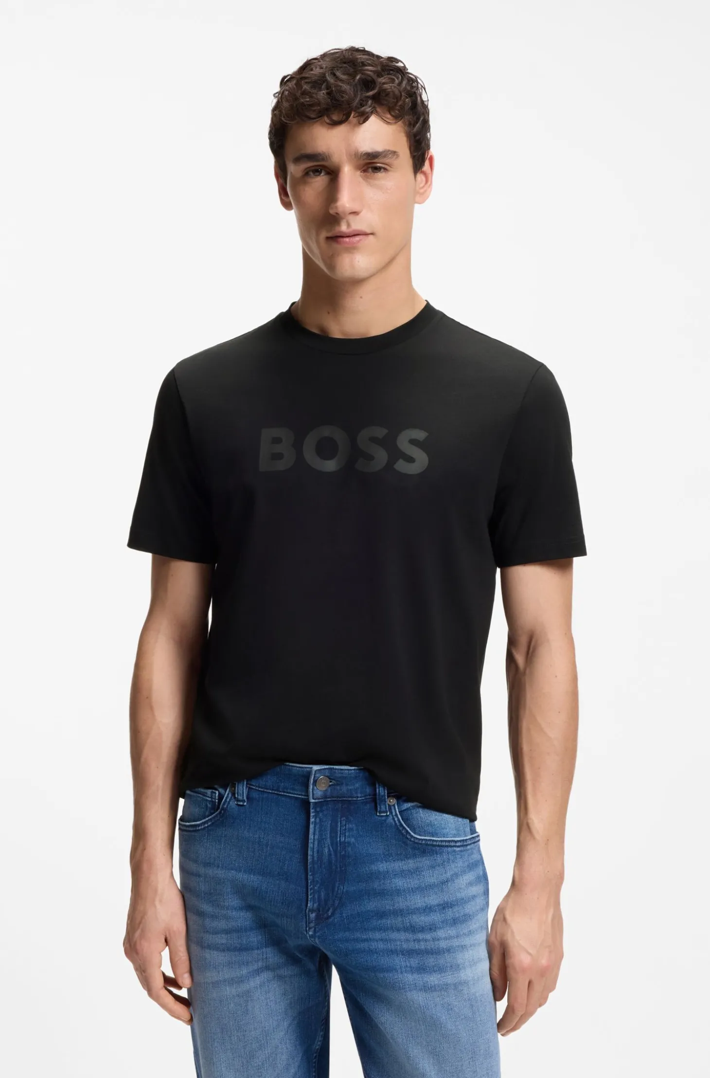 T-Shirt aus Baumwolle mit großem tonalem Logo