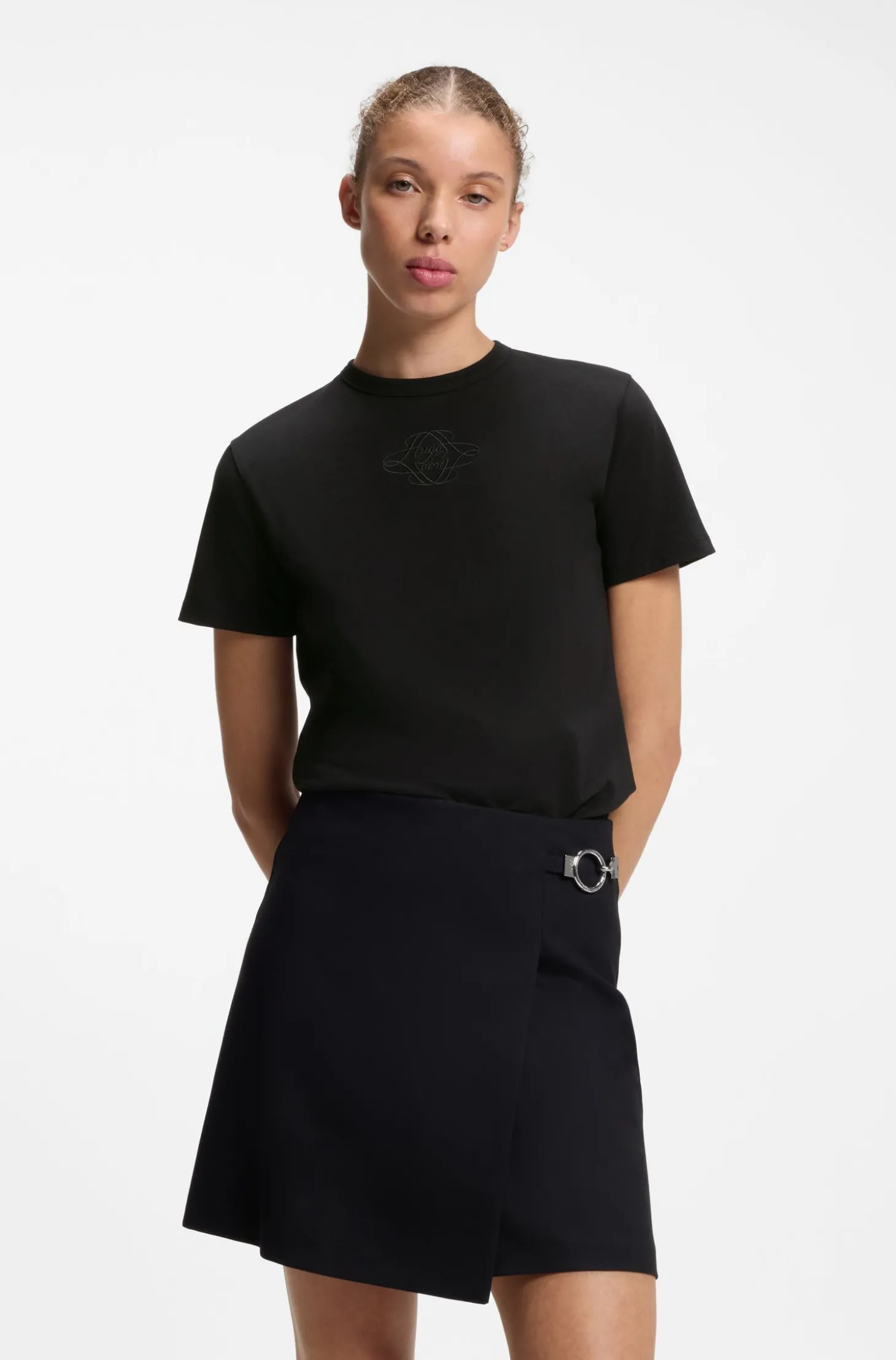 T-Shirt aus Baumwolle mit Logo-Stickerei