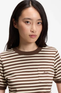 T-Shirt aus Baumwolle mit Streifen-Muster und Brusttasche