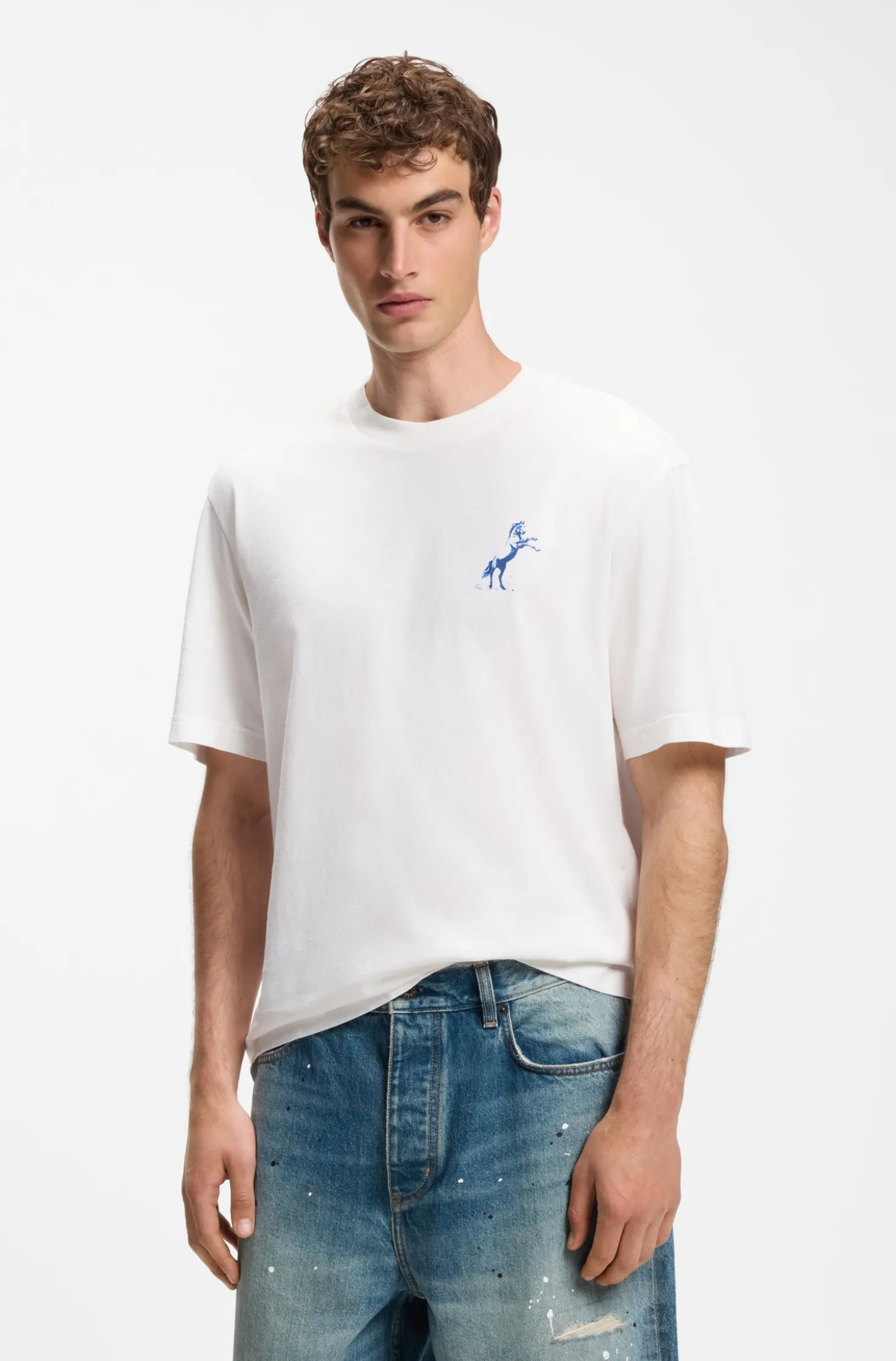 T-Shirt aus Baumwolle mit Wüsten-Print und Rundhalsausschnitt