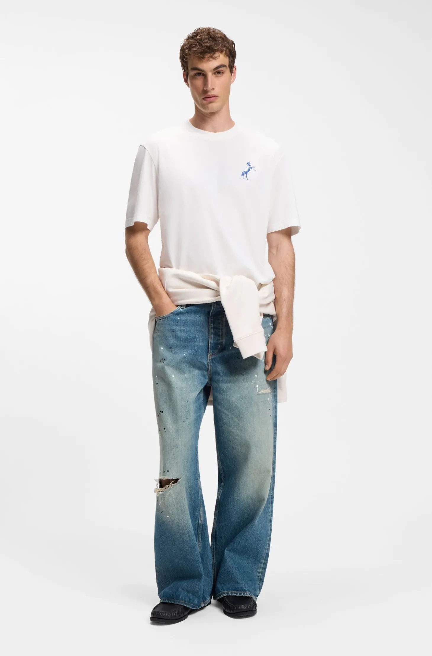T-Shirt aus Baumwolle mit Wüsten-Print und Rundhalsausschnitt