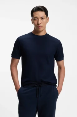 T-Shirt aus Baumwolle mit zweifarbiger Piqué-Struktur