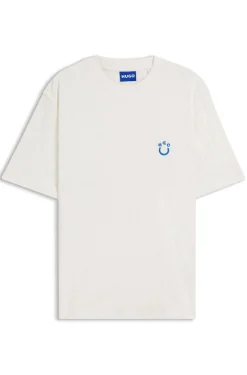 T-Shirt aus Baumwoll-Frottee mit Happy HUGO Logo