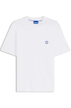 T-Shirt aus Baumwoll-Jersey mit Happy HUGO-Logo