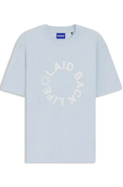 T-Shirt aus Baumwoll-Jersey mit Happy HUGO Logo