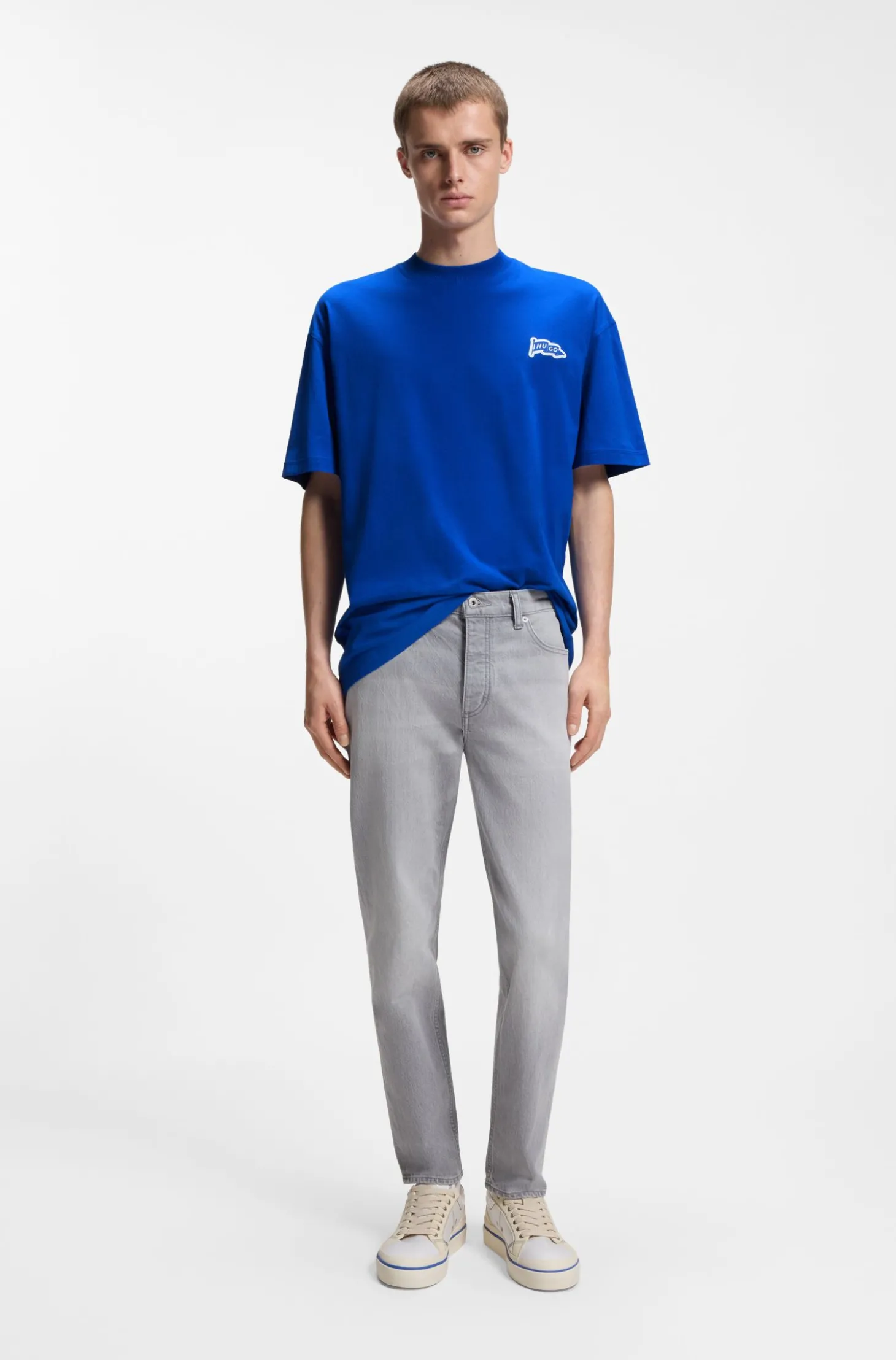 T-Shirt aus Baumwoll-Jersey mit Logo-Fähnchen