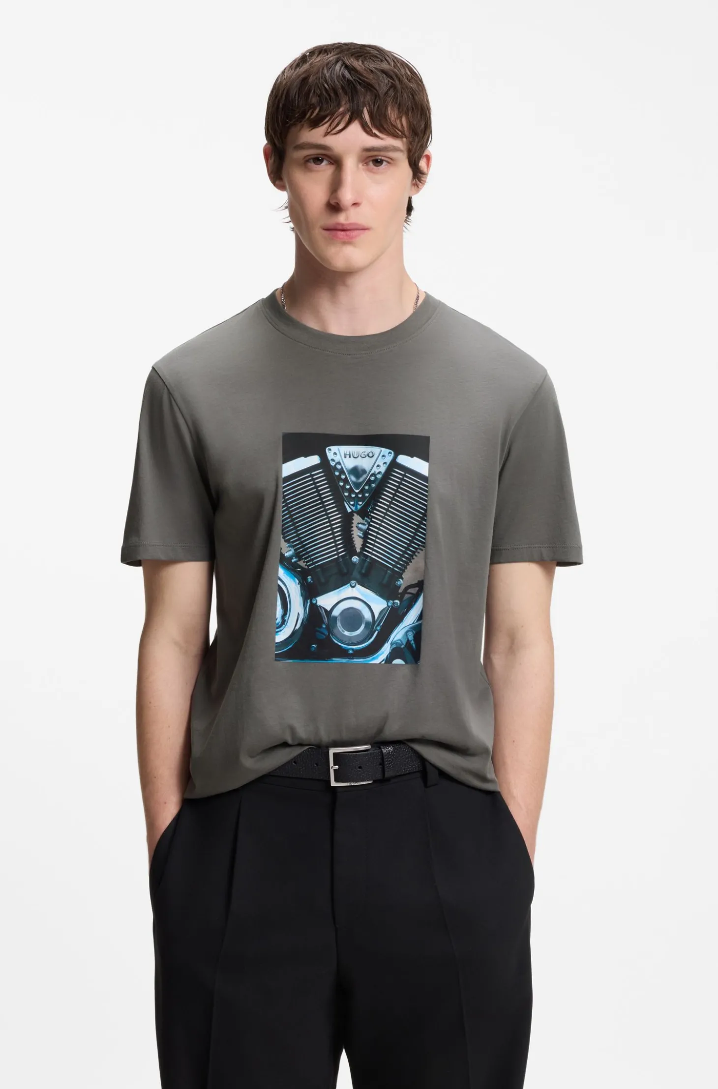 T-Shirt aus Baumwoll-Jersey mit Motorrad-Artwork