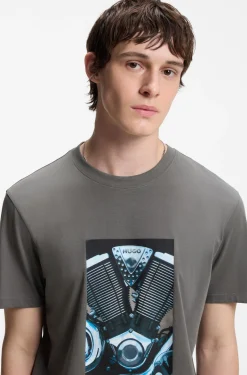 T-Shirt aus Baumwoll-Jersey mit Motorrad-Artwork