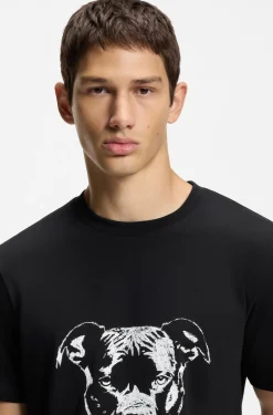 T-Shirt aus Baumwoll-Jersey mit Hunde-Artwork