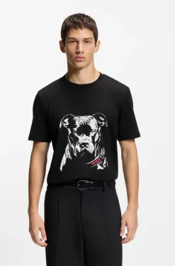 T-Shirt aus Baumwoll-Jersey mit Hunde-Artwork