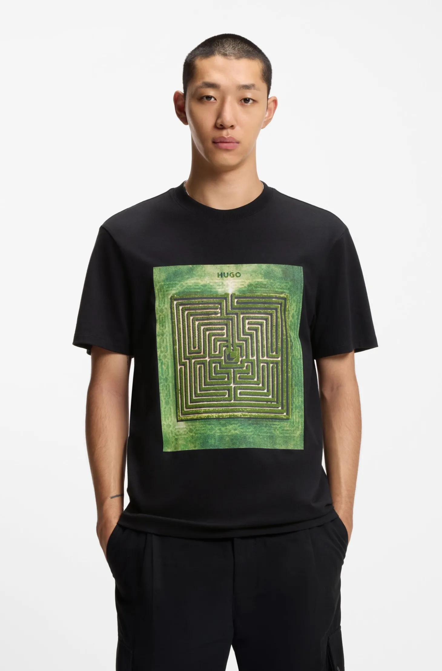 T-Shirt aus Baumwoll-Jersey mit Labyrinth-Print