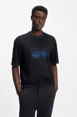 T-Shirt aus Baumwoll-Jersey mit Logo und kontrastfarbenen Nähten