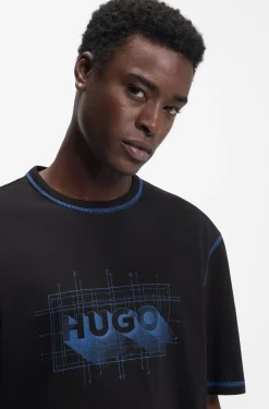 T-Shirt aus Baumwoll-Jersey mit Logo und kontrastfarbenen Nähten