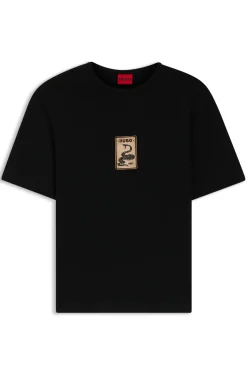 T-Shirt aus Baumwoll-Jersey mit besticktem Aufnäher