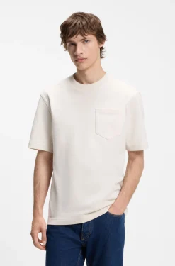 T-Shirt aus Baumwoll-Jersey mit aufgesetzter Tasche und Logo-Label
