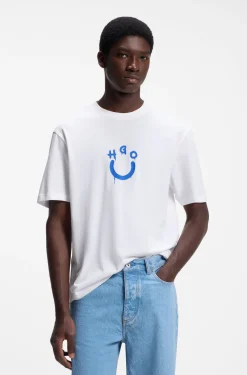 T-Shirt aus Baumwoll-Jersey mit Happy HUGO Logo