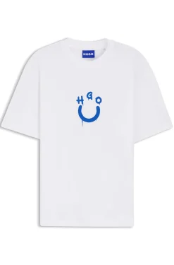 T-Shirt aus Baumwoll-Jersey mit Happy HUGO Logo
