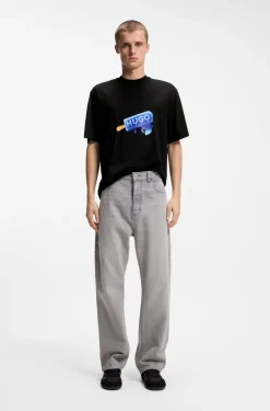 T-Shirt aus Baumwoll-Jersey mit Eis-am-Stiel Artwork