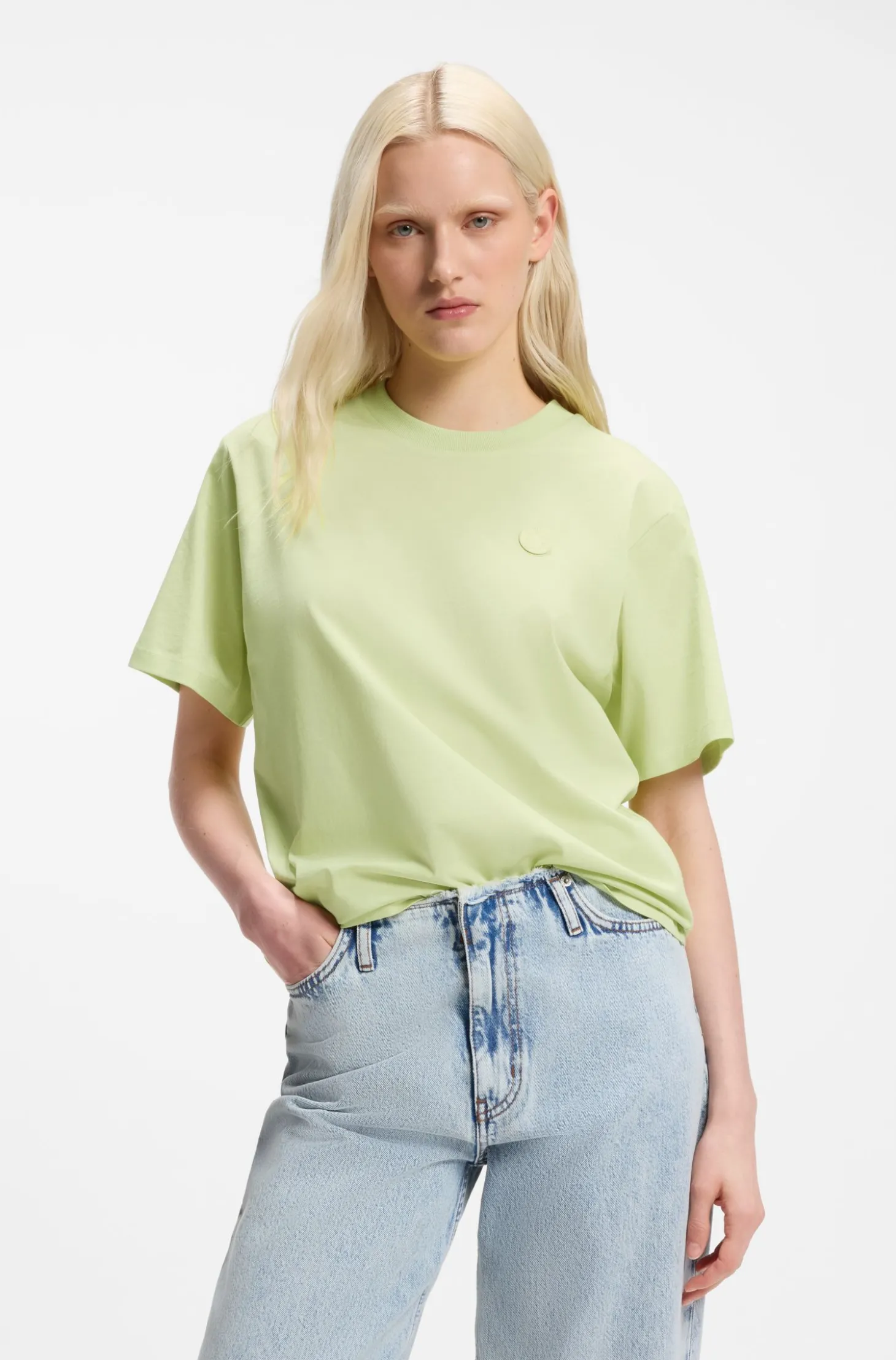 T-Shirt aus Baumwoll-Jersey mit Happy HUGO Logo
