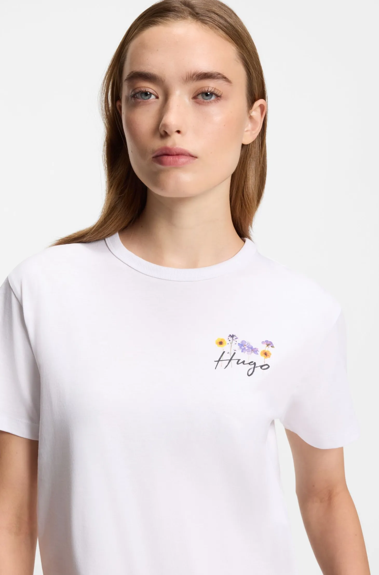 T-Shirt aus Baumwoll-Jersey mit Blumen-Artwork